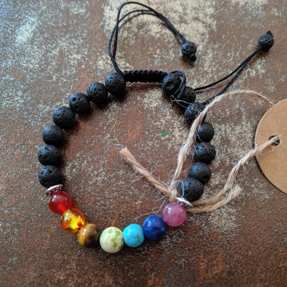Lava Stone and natural chakra bracelet